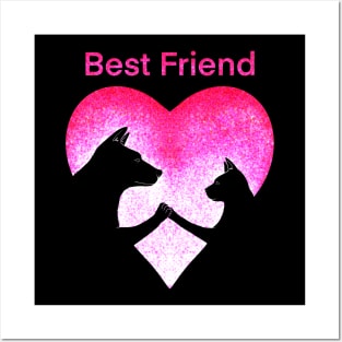 Dog and cat best friend love Posters and Art